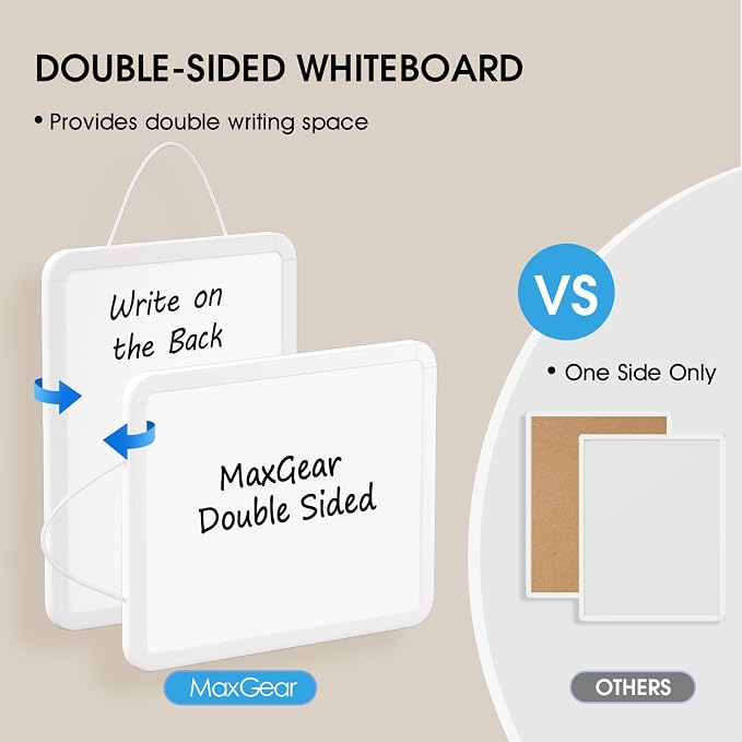 MaxGear Small Dry Erase Board 8.5x11 Inches, Double Sided Mini Whiteboard | Writing Board for Wall, Desk, Fridge, Includes 4 Markers and 2 Magnets, Smooth Dry-Erase Surface, Lightweight and Portable