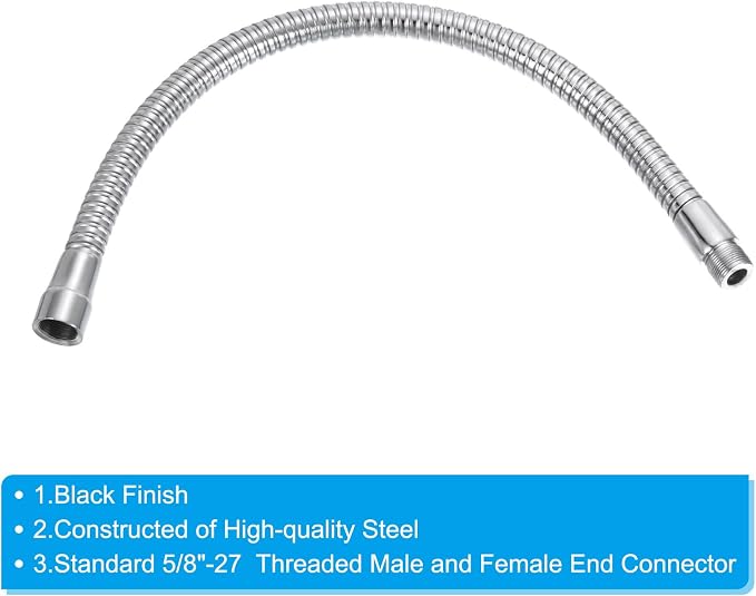 PATIKIL 16" Microphone Gooseneck, 5/8"-27 Thread Metal Universal Hose Flexible Arm Gooseneck Tube Extension for Multifunction DIY, Silver Tone