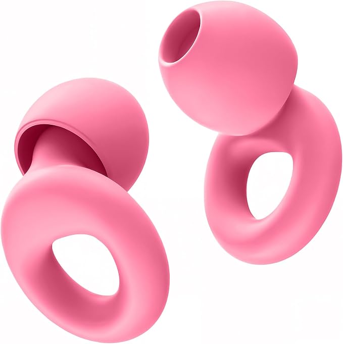 Noise Canceling Earplugs for Sleep and Concentration– New Flexible Earplugs for Better Attenuation–2 Pair Reusable –Deal for Side Sleepers &Noise Sensitive Person – 27dB Noise Cancellation–Dark Pink