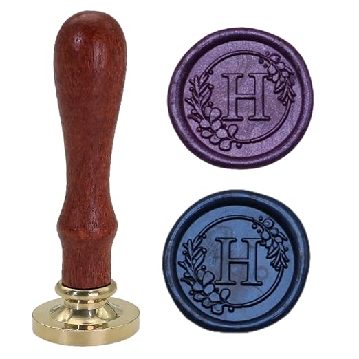 Initial Alphabet H Wax Seal Stamp Set, Retro Letter Sealing Stamp with 150Pcs Sealing Wax Beads in 5 Color, Melt Spoon Pen Kit for Wedding and Christmas (H)