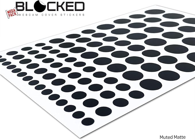 BLOCKED Original Vinyl Webcam Cover Stickers | Restickable & Stackable Privacy Covers | for All Camera-endable Devices | 5-Sizes | 95 Black (Muted Matte)