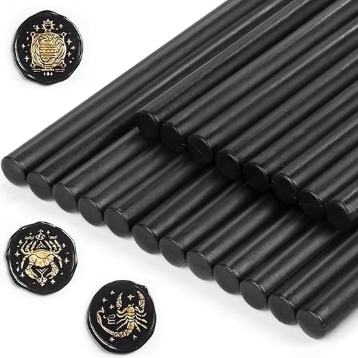 Sealing Wax Sticks, Paxcoo 20pcs Wax Seal Sticks, Glue Gun Sealing Wax Sticks for Wedding Invitations, Letter, Envelope, Cards and Crafts (Black)