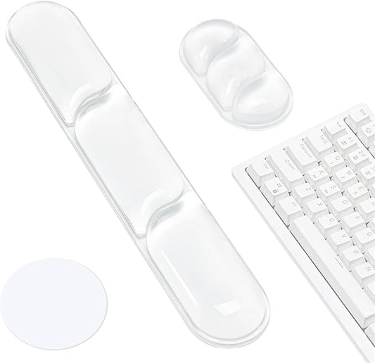 Ospelelf Cloud Mouse Pad with Wrist Rest Set Gel Ergonomic Keyboard Wrist Support Anti-Slip Rubber Bottom Office Women Desk Accessories for Computer, Laptop and Gaming, Clear