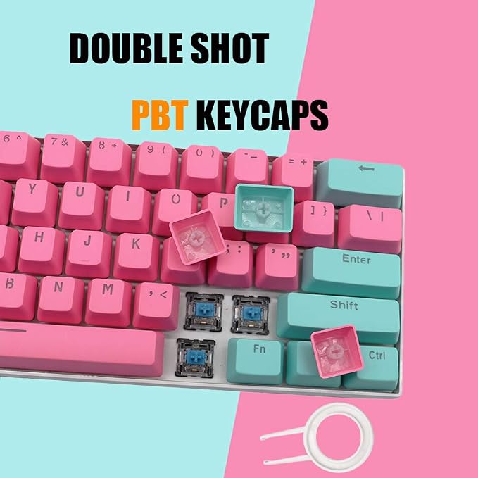 Guffercty kred 61 Keycaps 60 Percent Miami Keycaps Set PBT Keycap Backlit OEM Profile with Key Puller for Cherry MX Switches Mechanical Gaming Keyboard (Miami)