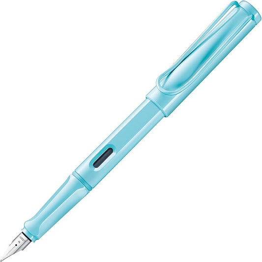 LAMY safari aquasky - Fountain Pen with ergonomic grip & polished steel nib in size B - ideal for any Writing & Calligraphy - including LAMY T 10 blue cartridge - Right-Handed