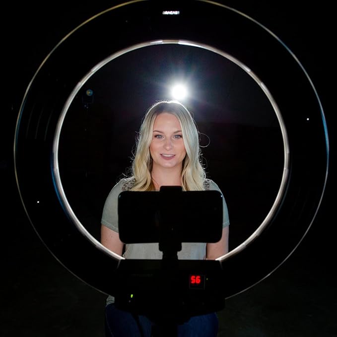 Dracast Halo Plus Series LED180 | 18" Dimmable LED Video Ring Light Kit with Phone Holder and Light Stand | Bi-Color 3200K-5600K | Remote Control | Zoom Video Conference Lighting, YouTube, Live Stream