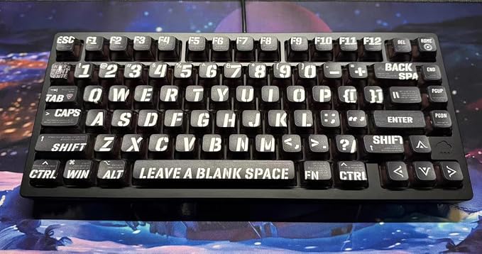 PBT Pudding Keycaps, Raving Theme Keycaps, 120 Keys Sublimation Keycap Set, ASA Profile Custom Keycaps for Cherry Gateron MX Switch Mechanical Keyboard（Black）