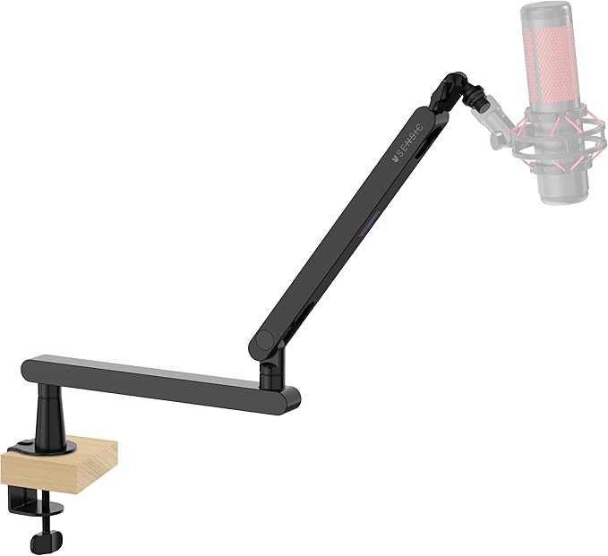 Sensic SA-30 LP Low Profile Microphone Boom Arm, 360° Rotatable Mic Stand, Low Profile Microphone arm for streaming with Cable Management, Professional Mic Arm, Mic Boom Arm Black