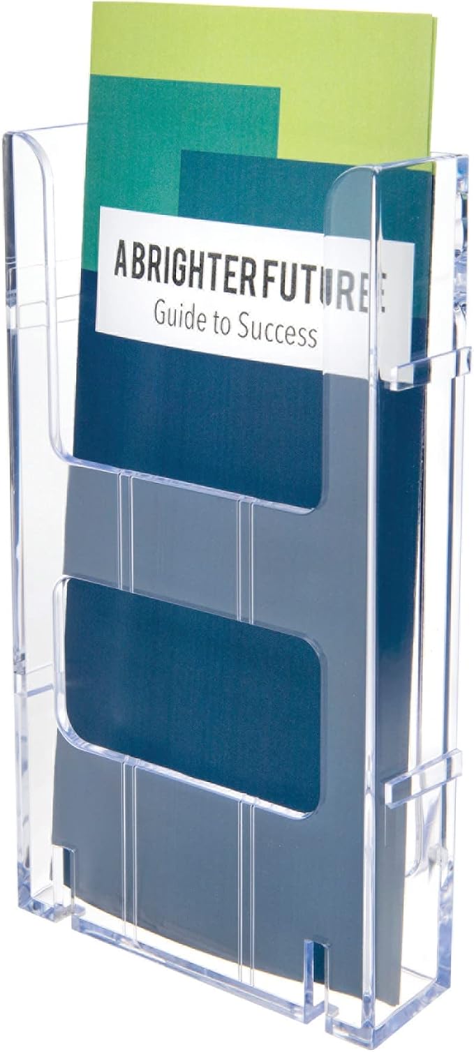 Deflecto® Lit Loc® Interlocking Leaflet Literature Display, 8" H x 4 3/8" W x 1 1/4" D, Clear