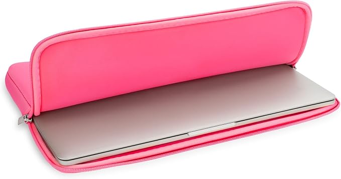 RAINYEAR 15 Inch Laptop Sleeve 15" Protective Soft Case Padded Zipper Cover Computer Bag Specially Compatible with 15.4" MacBook Pro/Air A3448 A3241 A2941 A3114 A1938 A1707 A1990 (Bright Pink)