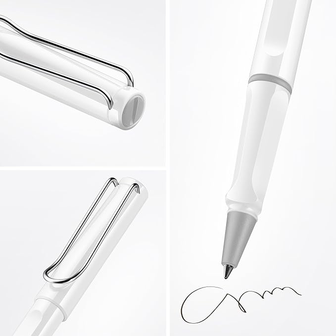 Lamy safari white - Rollerball Pen with ergonomic grip & line width M - for pleasant long writing - made of robust ASA plastic - including rollerball refill M 63 in black