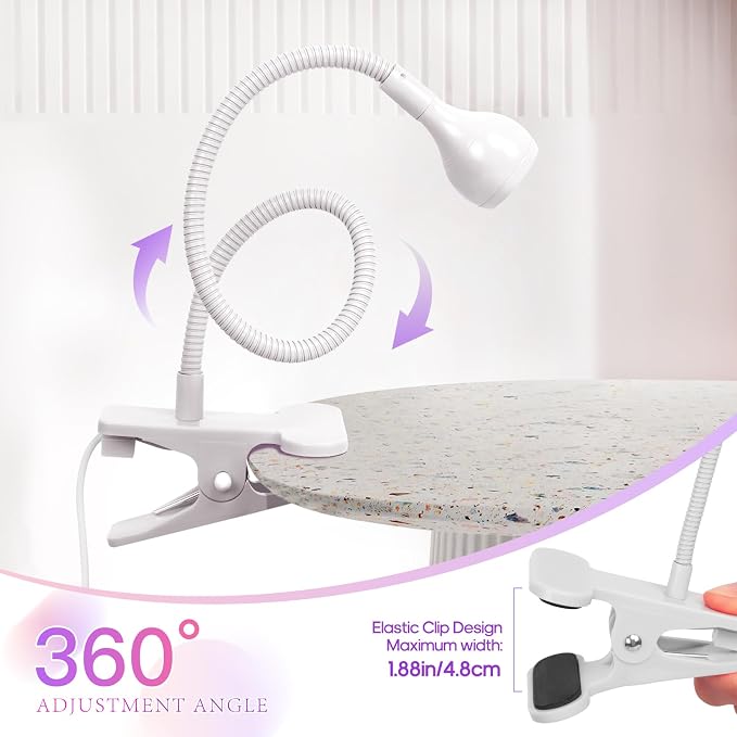 UV Nail Lamp, White, Metal, 3W LED, Dual Wavelength, Dimmable, USB Powered, Flexible, Compact, Easy to Use