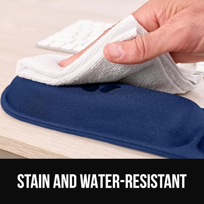 GORILLA GRIP Silky Memory Foam Keyboard Wrist Rest for Computer and Mouse, Ergonomic Typing Support Pad, Desk Office Supplies, Gaming Accessories, Hand & Arm Mousepad Cushion and Coaster Set Navy Blue