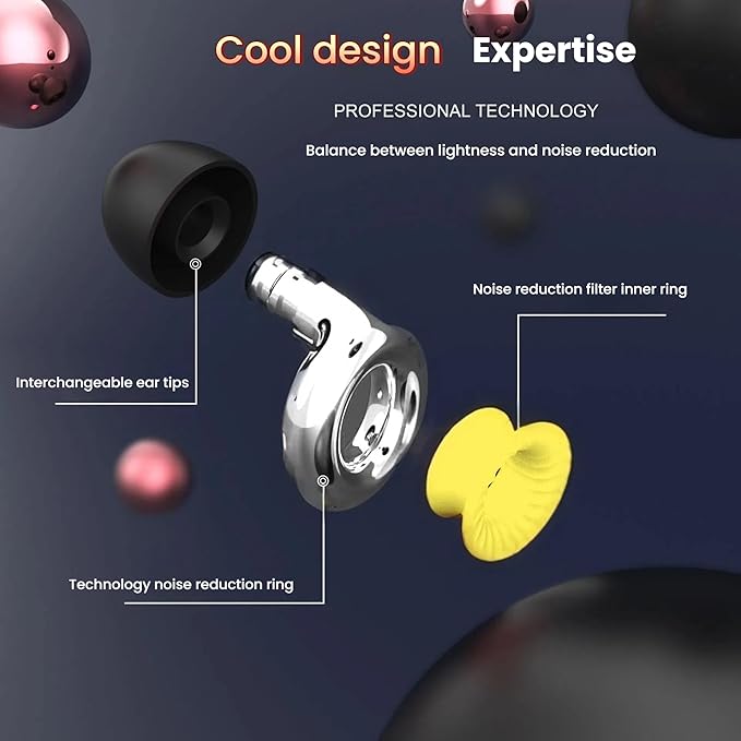 Ear Plugs for Sleeping Noise Cancelling, 32dB Ear Plugs for Noise Reduction, Ultra-Comfy Ear Plug for Concerts, Snoring, Deep Focus, Soft Silicone Ear Plug with 8 Ear Tips and Carry Case Black-Yellow