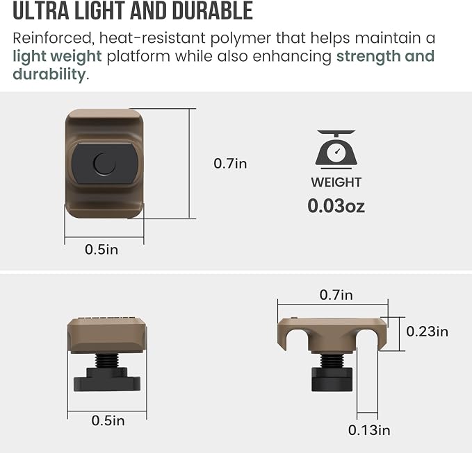 Guardtier CGM909 Pressure Switch Cable Guides Compatible with M-LOK System, Flashlight Laser Wire Management Clips 8 Pack - Black (Earth Tan)