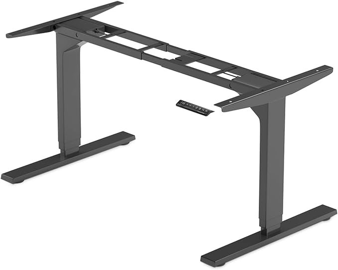 Electric Standing Desk Frame Dual Motor - Adjustable Height and Width, 3 Stages Legs for sit Stand Home Office Desks Suites Tops from 48" to 73" FLT-02 Black