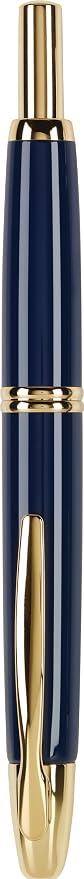 PILOT Vanishing Point Collection Refillable & Retractable Fountain Pen, Blue Barrel with Gold Accents, Blue Ink, Medium Nib (60266)