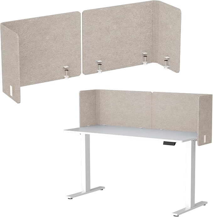 Desk Privacy Panel,2PCS L-Shaped Clamp-On Office Desk Divider,2-in-1 Adjustable Acoustic Desktop Partition Or Under Desk Modesty Panel,for Office,Home,Felt(Dark Camel, 47.2" x 17.7")