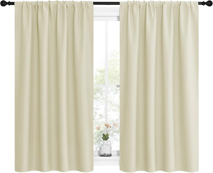 NICETOWN Kitchen Curtains, Short Blackout Curtains & Drapes, Home Decoration Privacy Thermal Insulated Curtains for Unicorn Theam Room (Beige, 42" Wide, 54" Long, 2 PCs)