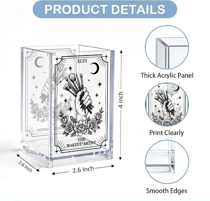The Makeup Artist Acrylic Cosmetic Pencil Pen Holder, Funny Vanity Accessories for Girls, Makeup Brushes Holder for Beauty Specialist Esthetician, Make Up Artist MUA Appreciation Gifts