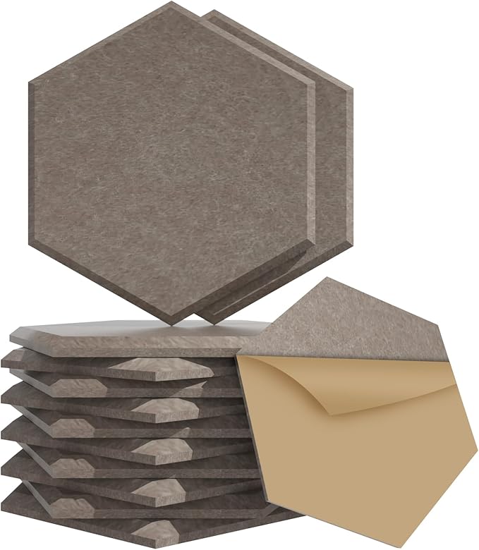 15 Pack Hexagon Sound Proof Foam Panels for Walls, Acoustic Panels 12" x 11" x 0.35" High Density Sound Absorbing Panels, Noise Reduction Foam for Home Studio, Office, Gaming Room & Theater(Gray)