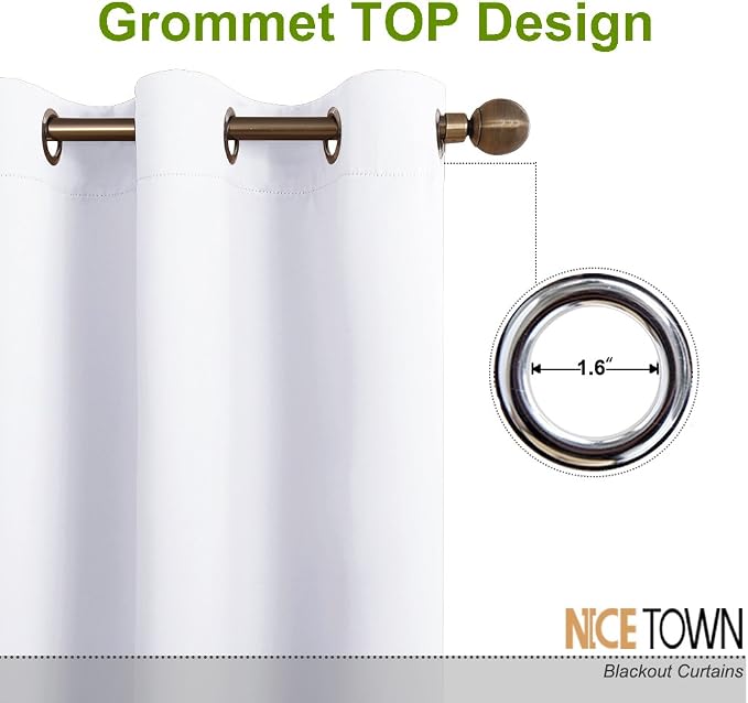 NICETOWN Extra Wide and Long Curtain - Thermal Insulated Drape Voice Canceling for Room Divider/Patio/Glass Door (White, 100 inches Width, 108 inches Length, Single Piece)