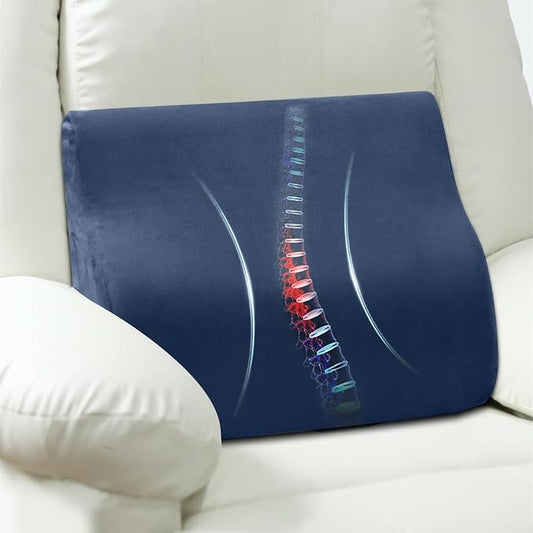 Lumbar Support Pillow for Recliner, Ergonomic Back Support Pillow | Dual-Layer Memory Foam, Soft Velvet Cover, Lower Back Pain Relief, Couch Back Cushions for Recliner, Sofa & Gaming Chair