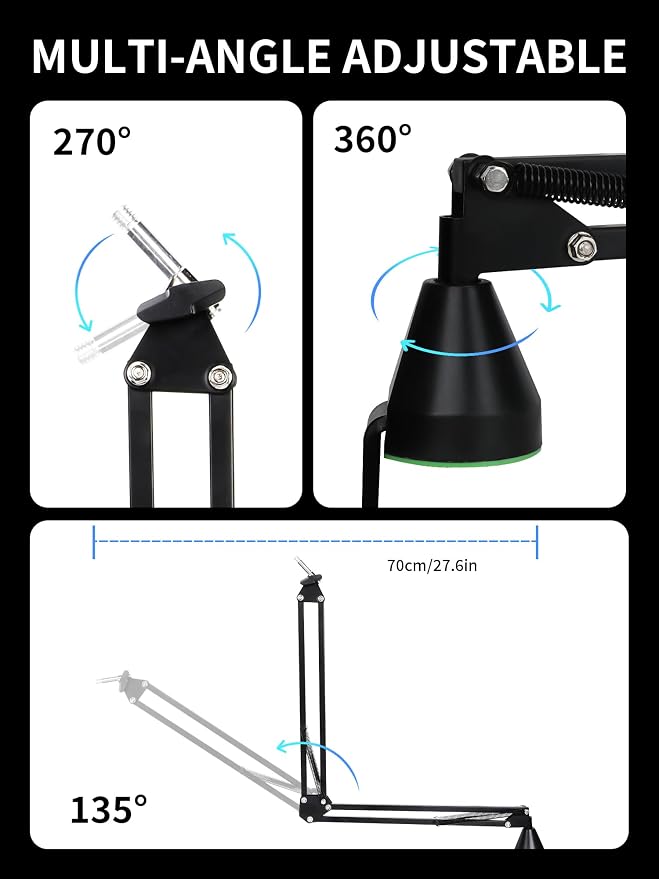 Low Profile Mic Boom Arm - YOUSHARES Boom Arm for Blue Yeti Fifine AM8 K688 QuadCast SoloCast AT2020, Adjustable Low Profile Microphone Arm for Podcast Streaming Gaming Studio