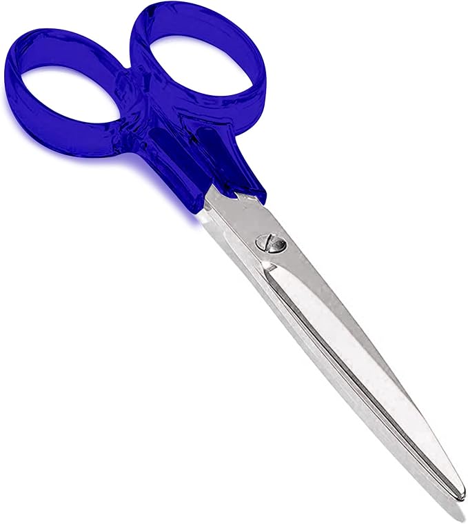3-Piece Acrylic Desk Set, Blue with Silver Metal | Ruler, scissors, and staple remover set, Functional and elegant desk accessories, Stationery tools for office, and school