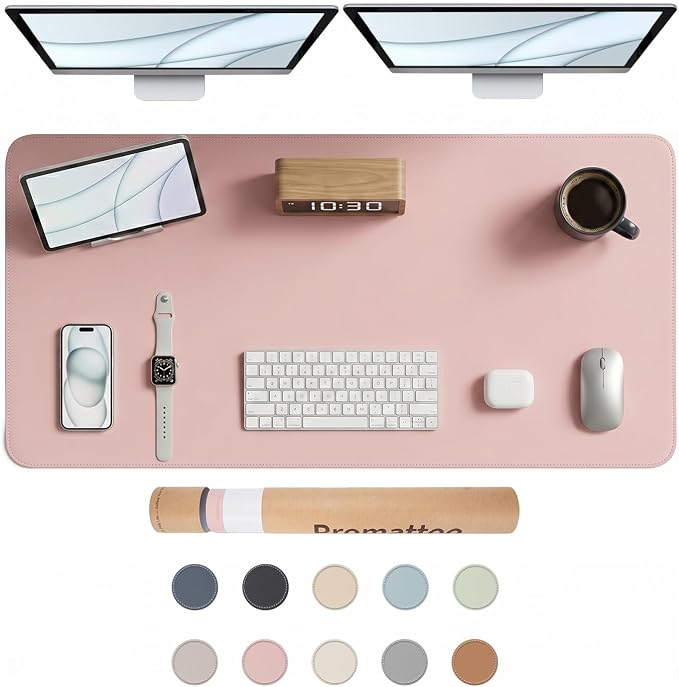 Large Desk Pad Non-Slip Desk Mat Protector for Keyboard Mouse Waterproof Vegan Leather Surface Faux Leather Laptop Mat Smooth Mouse Pad Premium Gift Tube Sakura Pink 47" x 23"