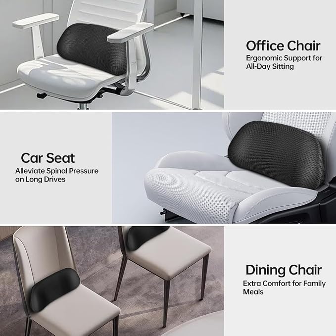 Aerovia Oegive 1P Car Lumbar Support with Ergonomic Structure, Suitable for Office Chairs, Gaming Chairs and Car Seats, Memory Foam Material with Breathable Mesh Fabric, Long-Lasting Lumbar Support
