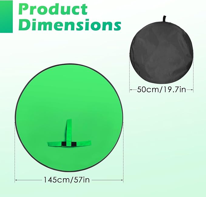 Portable Green Screen Chair, 57 in Collapsible Greenscreen Backdrop with Stand Double Sided Green Background, Chroma Key Backdrop for Zoom/Streaming, Gaming & Meetings