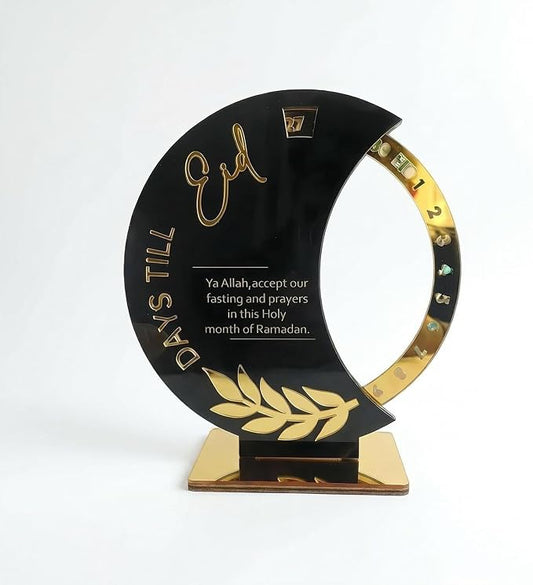 Ramadan Countdown Calendar - Elegant Acrylic Circle with 30 Day Flips, Eid Mubarak Home Table Decor, Islamic Festival Gift & Celebration Reminder for Family (Countdown Calendar-Black)