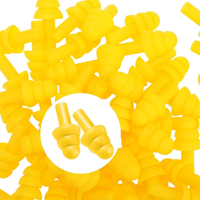 TrelaCo 200 Pairs Silicone Ear Plugs Bulk, Nrr 32db Reusable Waterproof Soft Ear Plugs for Sleeping Noise Swimming Hearing Protection Earplugs Shooting Construction Hunting Music Concerts (Yellow)