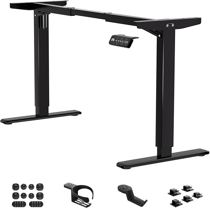 Standing Desk Frame Dual Motor, Electric Adjustable Legs Compatible Desktop Size 39″-71″, 264 lbs Weight Capacity, Sedentary Reminder Stand Up Desk Frame Workstation, Black Frame Only