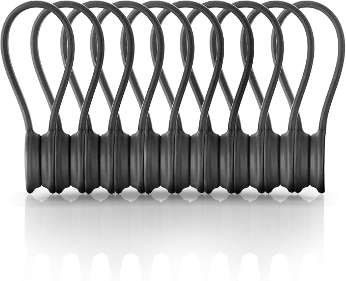 Kanemc Magnetic Ties for Cords,Silicone Magnetic Cable Ties(10-Pack,Gray) | Reusable Magnetic Cable Organizer,Silicone Magnetic Cord Ties with Strong Magnet for Cable Bundling ,Bookmarks,Fridge Magnets