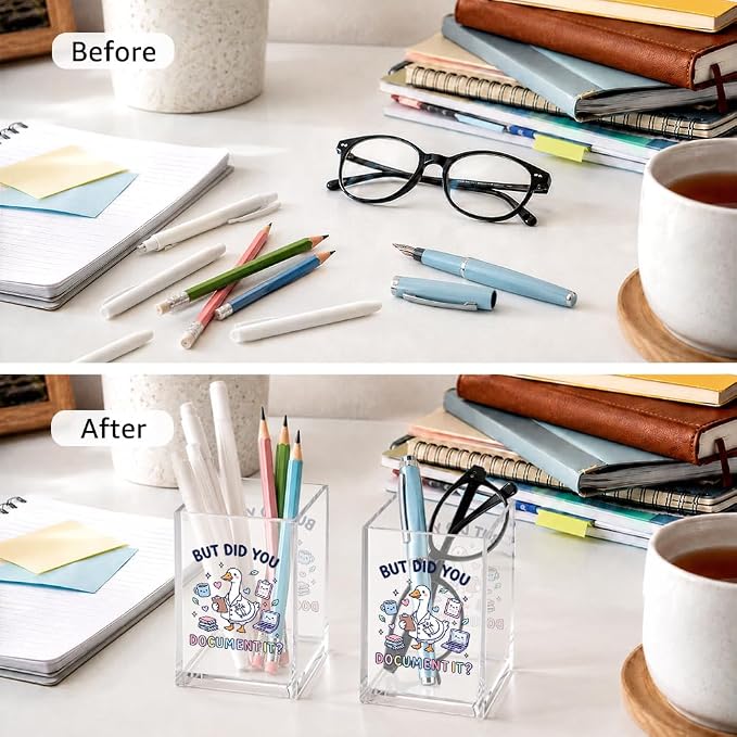 But Did You Document It Acrylic Desk Organizer Box, Funny Silly Goose Pen Pencil Holder for Doctor Nurse, Office Supplies Desk Accessories for Silly Goose Lovers, Nursing Gifts for Coworker RN