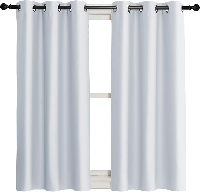 NICETOWN Room Darkening Window Treatment Curtain, Cloud Grey, Single Panel, 42 by 45, Energy Smart Thermal Insulated Block Out Sunlight Shade & Blind for Bedroom with Grommet Ring Top