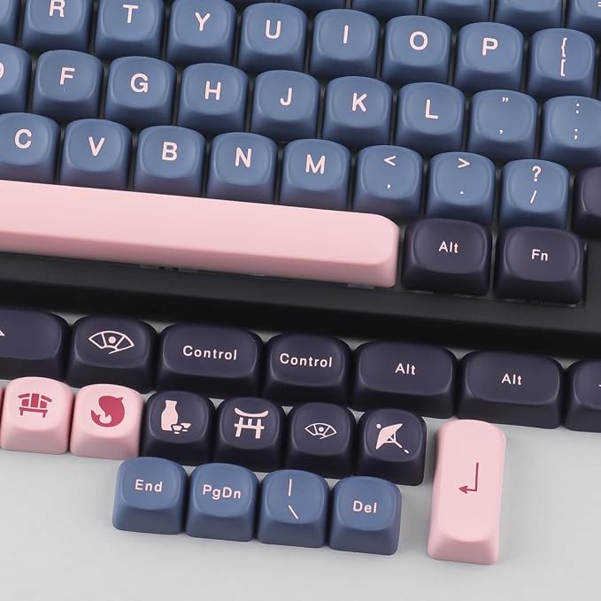 Tsungup Cherry Blossom MOA Keycaps-Pink Sakura,129 Keys Cute PBT Custom Keycaps 100 Percent,Dye Sub Key Caps Keyboard Keycap Set for MX Switches Mechanical