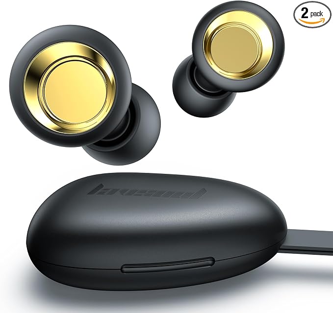 Ear Plugs for Sleeping, Ultra Soft & Reusable Silicone Earplugs | Customizable Fit | 45dB Noise Reduction, Hearing Protection with 8 Tips for Sleep, Travel, Sensitivity, Deep Focus, Gold