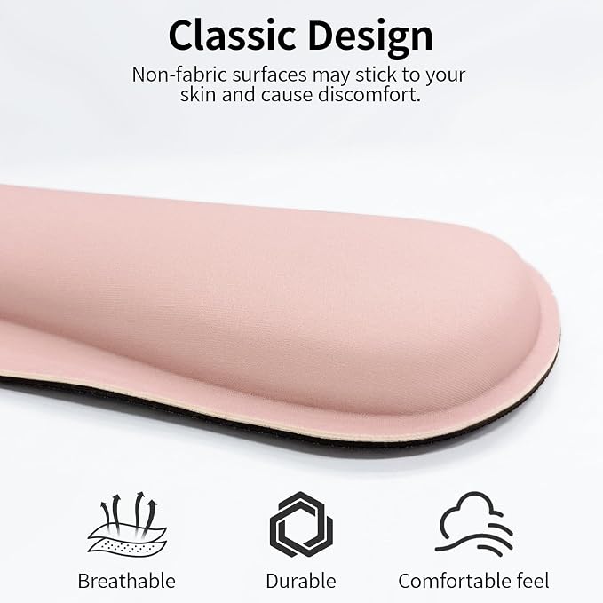 Bloss 2 Wrist Rest Support for Mouse Pad & Keyboard Set, Ergonomic Design Wrist Support Pad for Keyboard, Soft Memory Foam Desk Pads Support Hand and Arm Easy Typing Pain Relief - Pink