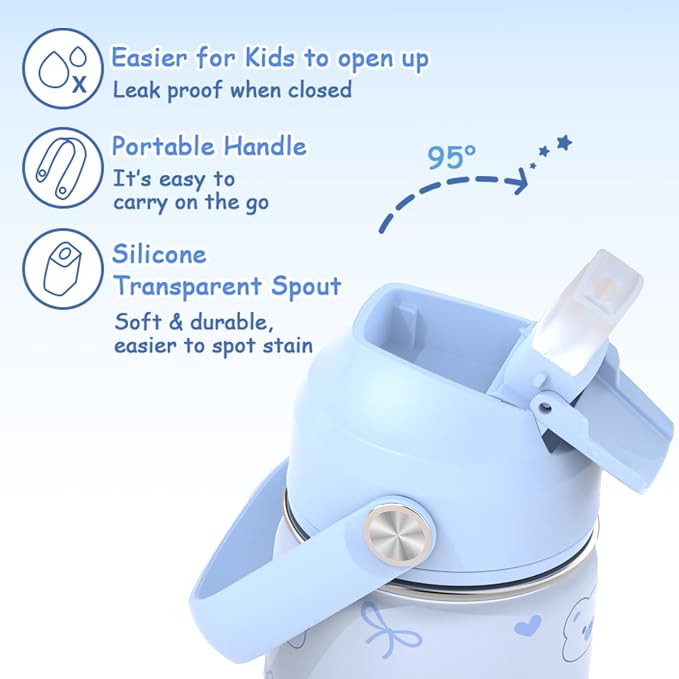 ACESAK Girls Backpack for School Set - 5 PCS Cute Girls Backpack with Lunch Box, Pencil Case, Bento Box & Insulated Water Bottle - Kawaii Casual Kids Bookbag Set Back to School Supplies (Blue)