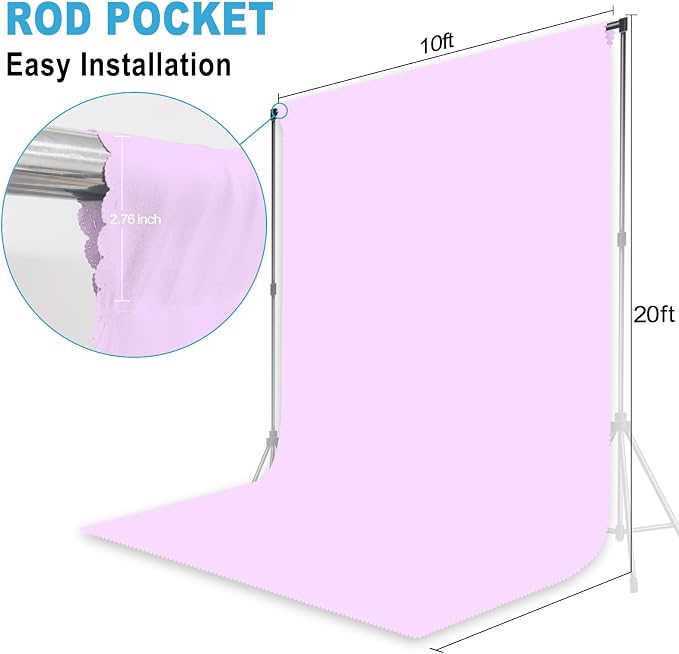 Light Purple Backdrop for Photoshoot Professional Photo Backdrop Background Curtain for Product Photography Portraits Wedding Party Live Streaming Video Recording 10X20 FT