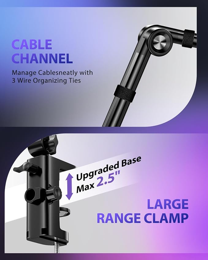 UBeesize Microphone Boom Arm, Aluminum Alloy Mic Arm Stand for Blue Yeti, HyperX QuadCast, Shure SM7B and Other Mic, 360° Rotatable Head Mic Arm Desk Mount with 3/8" to 5/8" Adapter for Podcast Gaming