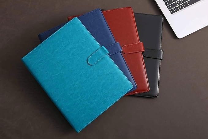 Padfolio Portfolio Resume Folder with Pocket, Premium Faux Leather Interview Writing Legal Pads Document Organizer Portfolio with Business Card Holder (Black)