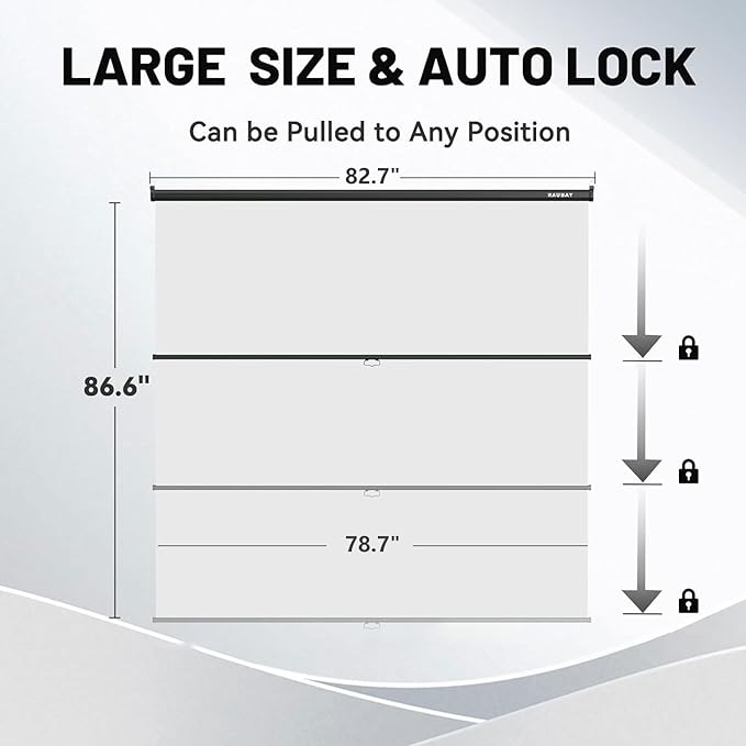 RAUBAY Retractable Pull Down White Screen Backdrop - 78.7" x 86.6" Collapsible Wall-Mount Background for Professional Video Production, Photography, TikTok and Video Conferencing