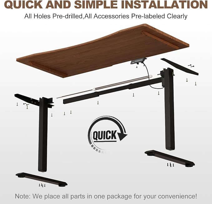 Solid Wood Electric Standing Desk 55"x23.6"Home Office Desk,Adjustable Workbench with 3 Stages Single Motor, Computer Workstation with T-Shaped Metal Bracket,Walnut Standing Desk for Gaming(1 Box)