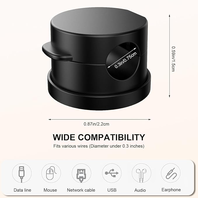 6pcs Magnetic Cable Clips, 360° Swiveling Adhesive Cable Organizer - Compact Cable Holder for Desk, Nightstand, Car, Kitchen & Home Office - Charger Cord Holder Solution by MarLigavid (Black)