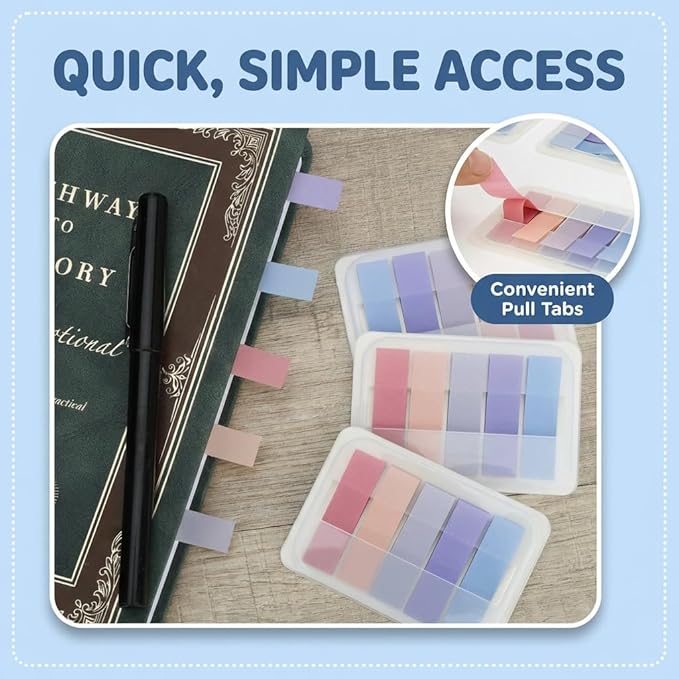 Mr. Pen- Transparent Sticky Notes Tabs, 600 pcs | Transparent Pop Up Writable Colored Book Index Tab, File Flags, Self Adhesive Divider Sticker for Notebook, Office, School
