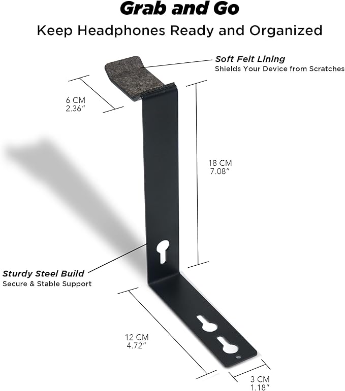 Moodular Headphone Stand Add-On for Slide Rails, Do Not Use Alone | Accessory Only, Dedicated Headphone Spot, Ergonomic & Accessible, Strong & Durable, Sleek & Minimalist, Black, MSA-HS